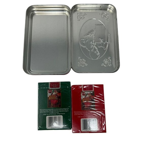 Coca-Cola Santa Playing Cards Collectible Tin Nostalgia Holiday Edition Sealed - Picture 4 of 4